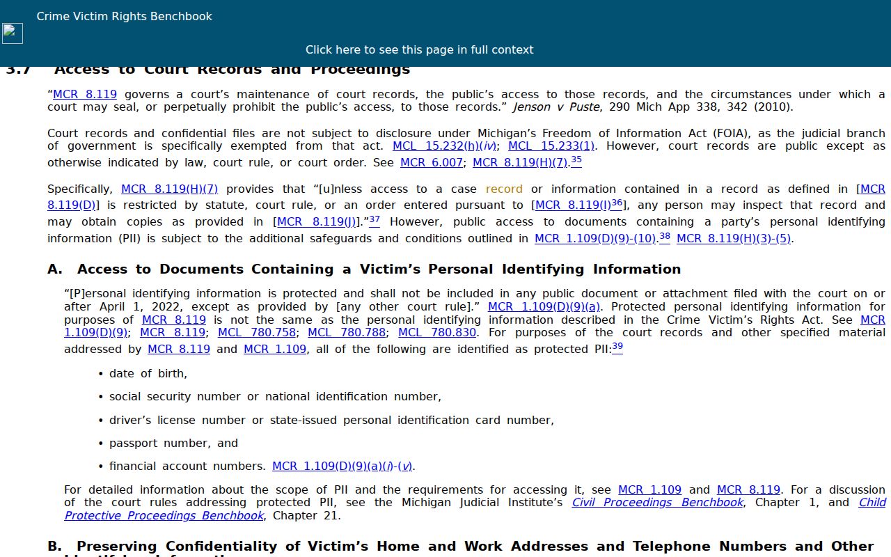 Michigan court record access guidance showing public and restricted records for Marquette County warrant records